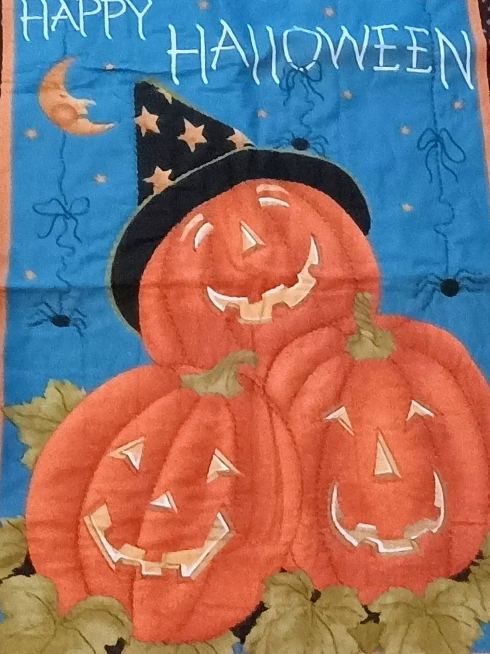 Halloween Pumpkin Wall Hanging - Orange & Blue Festive Decor
